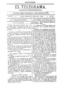 Portada:El Telegrama : diario progresista. Año I, núm. 67, sábado 5 de octubre de 1889