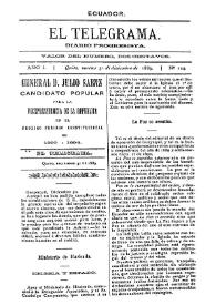 Portada:El Telegrama : diario progresista. Año I, núm. 124, martes 31 de diciembre de 1889