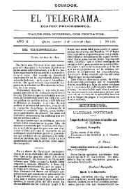 Portada:El Telegrama : diario progresista. Año II, núm. 128, martes 7 de enero de 1890
