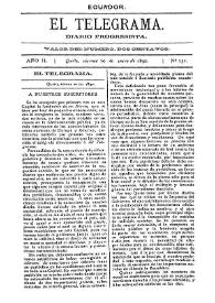 Portada:El Telegrama : diario progresista. Año II, núm. 131, viernes 10 de enero de 1890