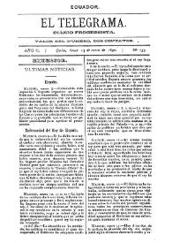 Portada:El Telegrama : diario progresista. Año II, núm. 133, lunes 13 de enero de 1890