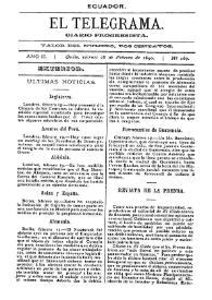 Portada:El Telegrama : diario progresista. Año II, núm. 167, viernes 28 de febrero de 1890