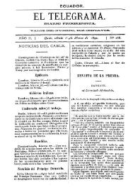 Portada:El Telegrama : diario progresista. Año II, núm. 168, sábado 1º de marzo de 1890