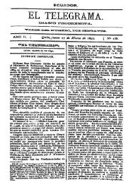 Portada:El Telegrama : diario progresista. Año II, núm. 188, jueves 27 de marzo de 1890