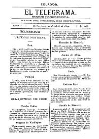 Portada:El Telegrama : diario progresista. Año II, núm. 198, jueves 10 de abril de 1890