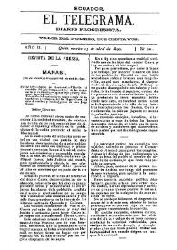 Portada:El Telegrama : diario progresista. Año II, núm. 201, martes 15 de abril de 1890