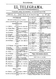 Portada:El Telegrama : diario progresista. Año II, núm. 206, martes 22 de abril de 1890