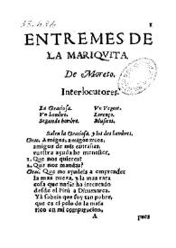 Entremes de la mariquita / de Moreto | Biblioteca Virtual Miguel de Cervantes