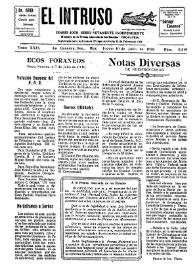 Portada:El intruso. Diario Joco-serio netamente independiente. Tomo XXIX, núm. 2810, jueves 10 de julio de 1930