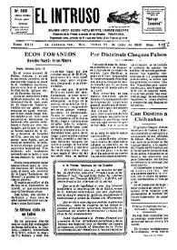 Portada:El intruso. Diario Joco-serio netamente independiente. Tomo XXIX, núm. 282[0], martes 22 de julio de 1930