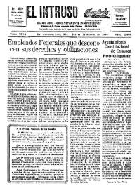 Portada:El intruso. Diario Joco-serio netamente independiente. Tomo XXIX, núm. 2846, jueves 21 de agosto de 1930