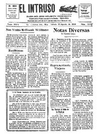 Portada:El intruso. Diario Joco-serio netamente independiente. Tomo XXIX, núm. 2848, sábado 23 de agosto de 1930