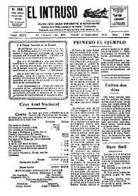 Portada:El intruso. Diario Joco-serio netamente independiente. Tomo XXIX, núm. 2866, sábado 13 de septiembre de 1930