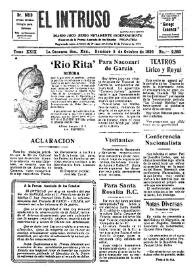 Portada:El intruso. Diario Joco-serio netamente independiente. Tomo XXIX, núm. 2883, domingo 5 de octubre de 1930