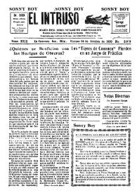 Portada:El intruso. Diario Joco-serio netamente independiente. Tomo XXIX, núm. 2899, viernes 24 de octubre de 1930