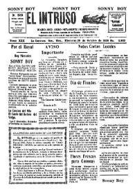 Portada:El intruso. Diario Joco-serio netamente independiente. Tomo XXX, núm. 2903, miércoles 29 de octubre de 1930