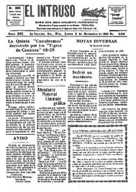 Portada:El intruso. Diario Joco-serio netamente independiente. Tomo XXX, núm. 2910, jueves 6 de noviembre de 1930