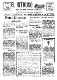 Portada:El intruso. Diario Joco-serio netamente independiente. Tomo XXX, núm. 2924, sábado 22 de noviembre de 1930