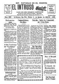 Portada:El intruso. Diario Joco-serio netamente independiente. Tomo XXX, núm. 2932, martes 2 de octubre de 1930 [sic]