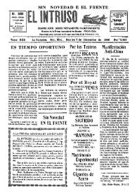 Portada:El intruso. Diario Joco-serio netamente independiente. Tomo XXX, núm. 2937, domingo 7 de diciembre de 1930