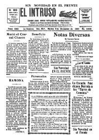 Portada:El intruso. Diario Joco-serio netamente independiente. Tomo XXX, núm. 2938, martes 9 de diciembre de 1930