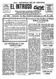 Portada:El intruso. Diario Joco-serio netamente independiente. Tomo XXX, núm. 2949, domingo 21 de diciembre de 1930