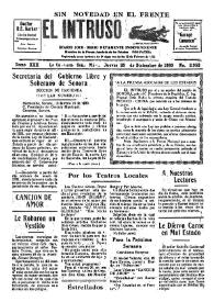 Portada:El intruso. Diario Joco-serio netamente independiente. Tomo XXX, núm. 2952, jueves 25 de diciembre de 1930