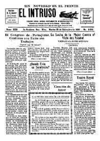 Portada:El intruso. Diario Joco-serio netamente independiente. Tomo XXX, núm. 2955, martes 30 de diciembre de 1930
