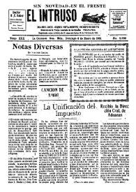 Portada:El intruso. Diario Joco-serio netamente independiente. Tomo XXX, núm. 2959, domingo 4 de enero de 1931