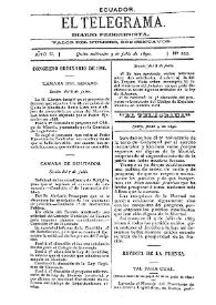 Portada:El Telegrama : diario progresista. Año II, núm. 235, miércoles 9 de julio de 1890