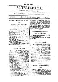 Portada:El Telegrama : diario progresista. Año II, núm. 258, sábado 16 de agosto de 1890