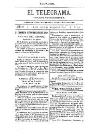 Portada:El Telegrama : diario progresista. Año II, núm. 262, sábado 23 de agosto de 1890