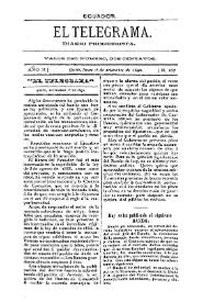 Portada:El Telegrama : diario progresista. Año II, núm. 267, lunes 1º de septiembre de 1890
