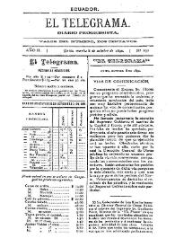 Portada:El Telegrama : diario progresista. Año II, núm. 292, martes 8 de octubre de 1890 [sic]