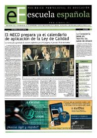 Portada:Escuela española. Año LXIII, núm. 3563, 9 de enero de 2003
