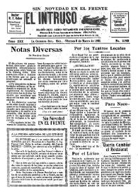 Portada:El intruso. Diario Joco-serio netamente independiente. Tomo XXX, núm. 2963, viernes 9 de enero de 1931