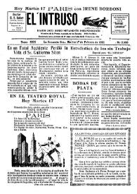Portada:El intruso. Diario Joco-serio netamente independiente. Tomo XXX, núm. 2995, martes 17 de febrero de 1931