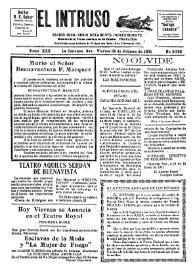 Portada:El intruso. Diario Joco-serio netamente independiente. Tomo XXX, núm. 2998, viernes 20 de febrero de 1931