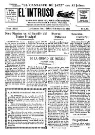 Portada:El intruso. Diario Joco-serio netamente independiente. Tomo XXXI, núm. 3011, sábado 7 de marzo de 1931