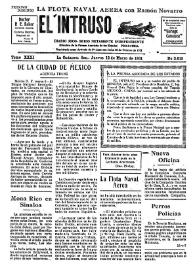 Portada:El intruso. Diario Joco-serio netamente independiente. Tomo XXXI, núm. 3015, jueves 12 de marzo de 1931