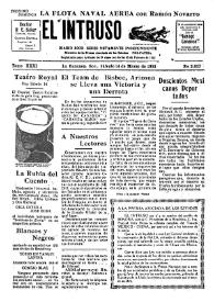 Portada:El intruso. Diario Joco-serio netamente independiente. Tomo XXXI, núm. 3017, sábado 14 de marzo de 1931