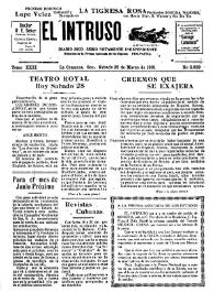 Portada:El intruso. Diario Joco-serio netamente independiente. Tomo XXXI, núm. 3029, sábado 28 de marzo de 1931