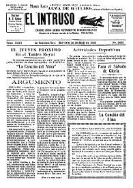 Portada:El intruso. Diario Joco-serio netamente independiente. Tomo XXXI, núm. 3032, miércoles 1 de abril de 1931
