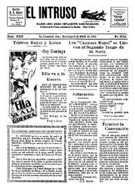 Portada:El intruso. Diario Joco-serio netamente independiente. Tomo XXXI, núm. 3034, domingo 5 de abril de 1931