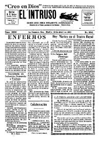 Portada:El intruso. Diario Joco-serio netamente independiente. Tomo XXXI, núm. 3041, martes 14 de abril de 1931