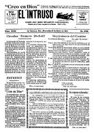 Portada:El intruso. Diario Joco-serio netamente independiente. Tomo XXXI, núm. 3042, miércoles 15 de abril de 1931