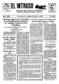 Portada:El intruso. Diario Joco-serio netamente independiente. Tomo XXXI, núm. 3043, martes 28 de abril de 1931 [sic]
