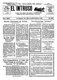 Portada:El intruso. Diario Joco-serio netamente independiente. Tomo XXXI, núm. 3044, miércoles 29 de abril de 1931 [sic]