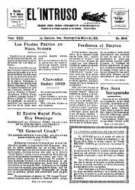 Portada:El intruso. Diario Joco-serio netamente independiente. Tomo XXXI, núm. 3048, domingo 3 de mayo de 1931 [sic]