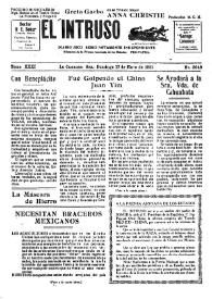 Portada:El intruso. Diario Joco-serio netamente independiente. Tomo XXXI, núm. 3049, domingo 17 de mayo de 1931 [sic]